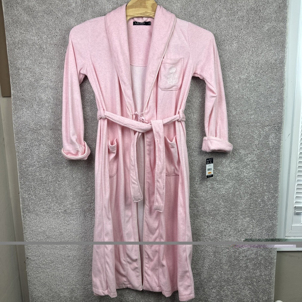 Lauren Ralph Lauren Recycled Poly Dalton‎ Women's Fleece Pink Robe Size Small